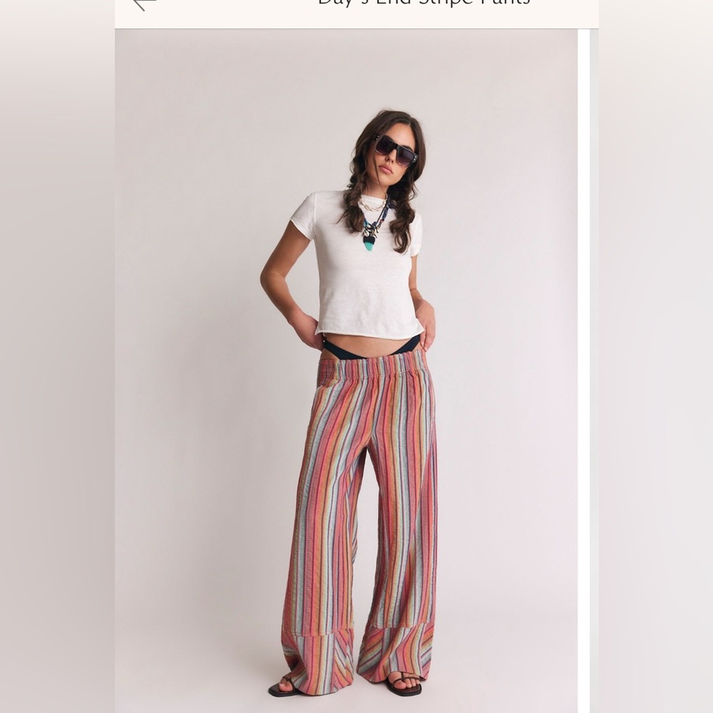 Free People Multicolor Striped Wide-Leg Pants